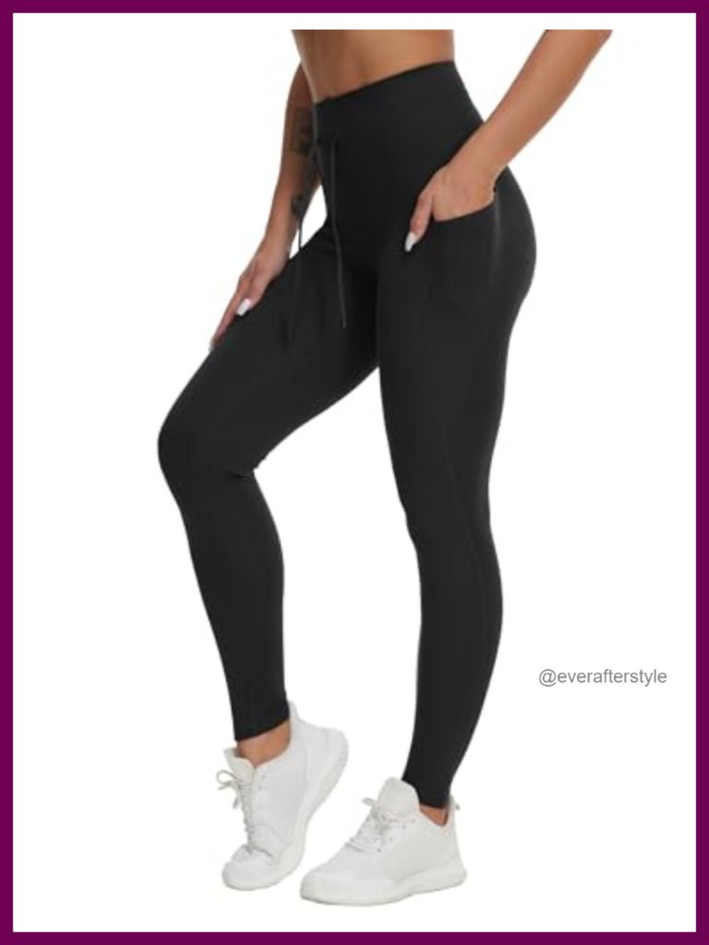 High Waist Drawstring Workout Leggings with Pockets Yoga Pants